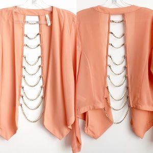 Open Front Blazer w/ Gold Chain Back